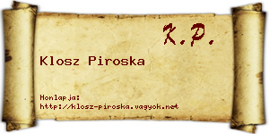 Klosz Piroska névjegykártya